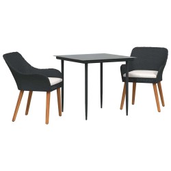 Ensemble de salle à manger pour jardin 3 pcs Noir polyrotin 513518513518
