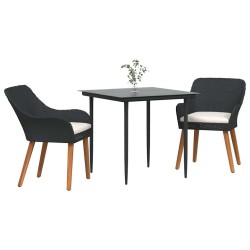 Ensemble de salle à manger pour jardin 3 pcs Noir polyrotin 513518513518