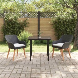 Ensemble de salle à manger pour jardin 3 pcs Noir polyrotin 513518513518
