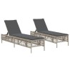 Chaises longues avec coussins lot de 2 gris résine tressée 513519513519