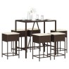 Ensemble de bar de jardin avec coussins 7 pcs marron poly rotin 513520513520