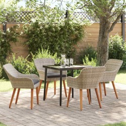 Ensemble de salle à manger pour jardin 5 pcs Gris clair 513521513521