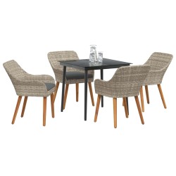 Ensemble de salle à manger pour jardin 5 pcs Gris clair 513521513521