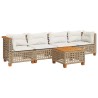 Salon de jardin avec coussins 5 pcs beige résine tressée 513522513522
