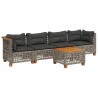 Salon de jardin 5 pcs avec coussins gris résine tressée 513523513523