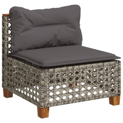 Salon de jardin 5 pcs avec coussins gris résine tressée 513523513523