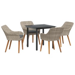Ensemble de salle à manger pour jardin 5 pcs Gris clair 513526513526