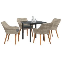 Ensemble de salle à manger pour jardin 5 pcs Gris clair 513526513526
