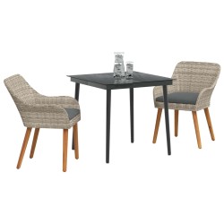 Ensemble de salle à manger pour jardin 3 pcs Gris clair 513528513528