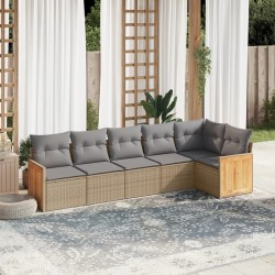 Salon de jardin avec coussins 6 pcs beige résine tressée 513529513529