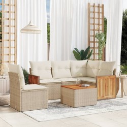 Salon de jardin avec coussins 6 pcs beige résine tressée 513531513531