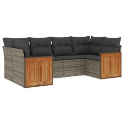 Salon de jardin 6 pcs avec coussins gris résine tressée 513532513532