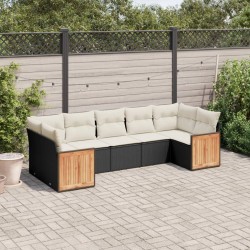 Salon de jardin 7 pcs avec coussins noir résine tressée 513533513533