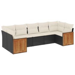 Salon de jardin 7 pcs avec coussins noir résine tressée 513533513533