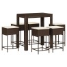 Ensemble de bar de jardin avec coussins 7 pcs marron poly rotin 513537513537