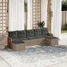 Salon de jardin avec coussins 7 pcs gris résine tressée 513539513539