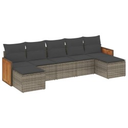 Salon de jardin avec coussins 7 pcs gris résine tressée 513539513539