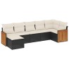 Salon de jardin 7 pcs avec coussins noir résine tressée 513541513541