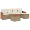 Salon de jardin avec coussins 6 pcs beige résine tressée 513544513544