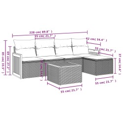 Salon de jardin avec coussins 6 pcs beige résine tressée 513544513544