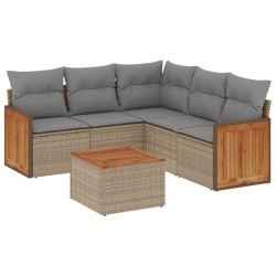 Salon de jardin avec coussins 6 pcs beige résine tressée 513545513545