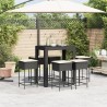 Ensemble de bar de jardin 7 pcs avec coussins noir poly rotin 513548513548