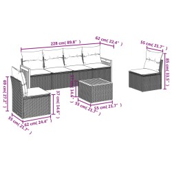 Salon de jardin 7 pcs avec coussins noir résine tressée 513549513549