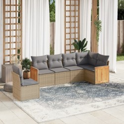 Salon de jardin avec coussins 6 pcs beige résine tressée 513550513550