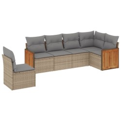 Salon de jardin avec coussins 6 pcs beige résine tressée 513550513550
