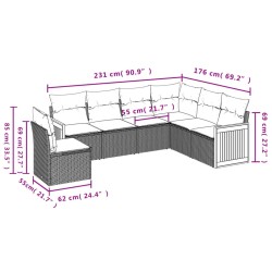Salon de jardin avec coussins 6 pcs beige résine tressée 513550513550