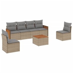 Salon de jardin avec coussins 7 pcs beige résine tressée 513551513551