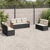 Salon de jardin 7 pcs avec coussins noir résine tressée 513554513554