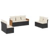 Salon de jardin 7 pcs avec coussins noir résine tressée 513554513554