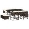 Ensemble à manger de jardin et coussins 11 pcs marron rotin 513556513556