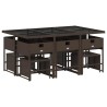 Ensemble à manger de jardin et coussins 11 pcs marron rotin 513556513556