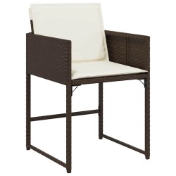 Ensemble à manger de jardin et coussins 11 pcs marron rotin 513556513556