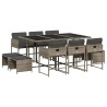 Ensemble à manger de jardin 11pcs avec coussins gris poly rotin 513557513557