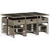 Ensemble à manger de jardin 11pcs avec coussins gris poly rotin 513557513557
