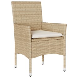 Ensemble de bistro avec coussins 3 pcs beige rotin et verre 513563513563