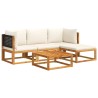 Ensemble de canapés de jardin 5 pièces avec coussins en bois d'acacia et rotin 513581513581