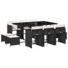 Ensemble à manger de jardin 11 pcs coussins noir résine tressée 513584513584