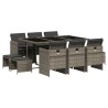Ensemble à manger de jardin 11pcs avec coussins gris poly rotin 513587513587