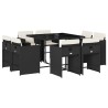 Ensemble à manger de jardin 9pcs coussins noir résine tressée 513588513588