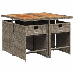Ensemble à manger de jardin 5 pcs coussins gris résine tressée 513589513589