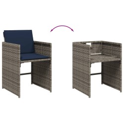 Ensemble à manger de jardin 5 pcs coussins gris résine tressée 513589513589