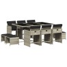 Ensemble à manger de jardin 11pcs avec coussins gris poly rotin 513592513592