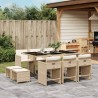 Ensemble à manger de jardin et coussins 11 pcs beige poly rotin 513593513593