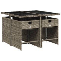 Ensemble à manger de jardin 5 pcs coussins gris résine tressée 513595513595