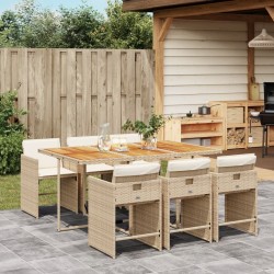 Ensemble à manger de jardin et coussins 7 pcs beige poly rotin 513598513598