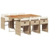 Ensemble à manger de jardin et coussins 7 pcs beige poly rotin 513598513598